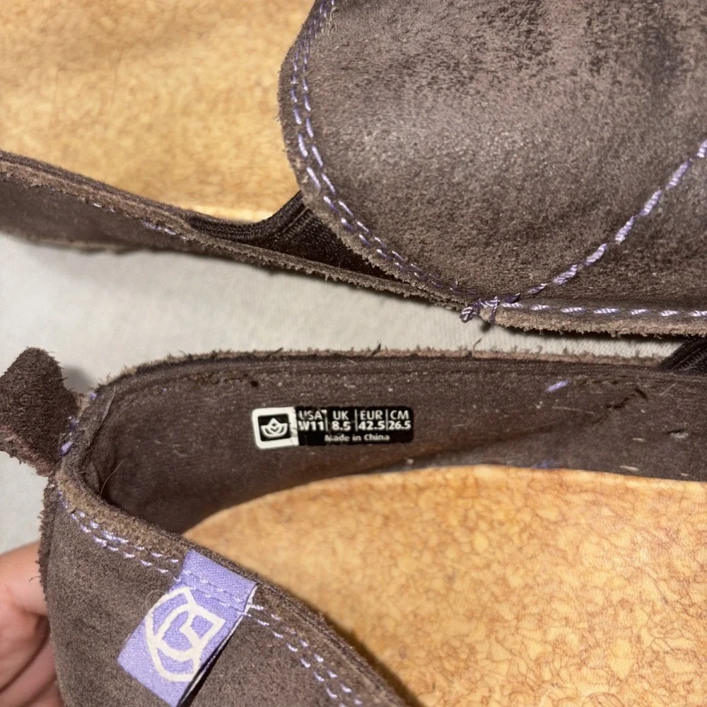 Spenco Siesta Women's 11 W Suede Leather Slip-on Comfort Shoe Fossil Wide Brown‎